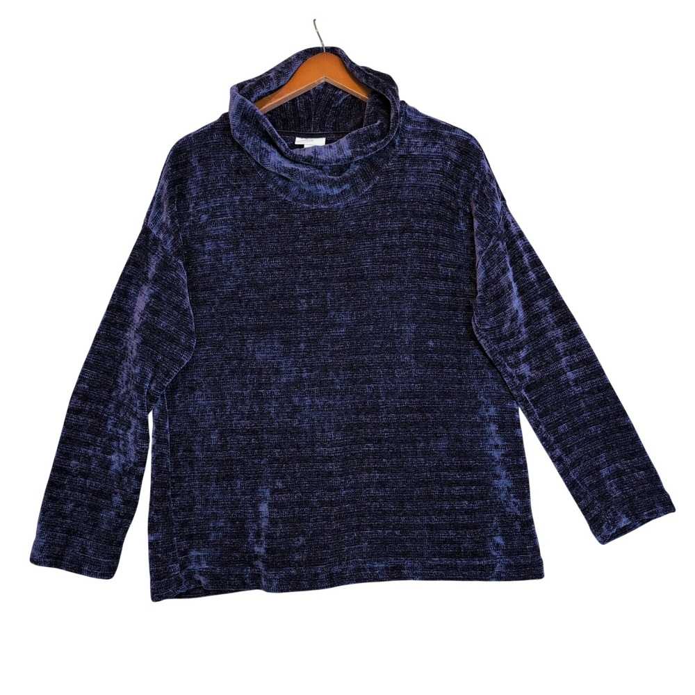 J. Jill Womens Purple Chenille Cowl Neck Sweater Size S Relaxed Fit Cozy Comfort